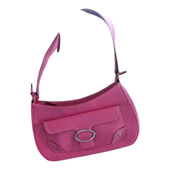 Anne Klein Pink Leather Handbag Purse Shoulder Bag Barbie Y2k - Picture 1 of 7
